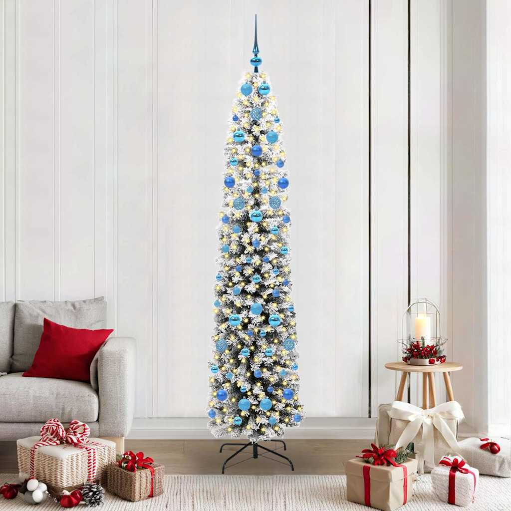 Kunstig juletre med 300 LED grønn 210 cm PVC og stål og plast