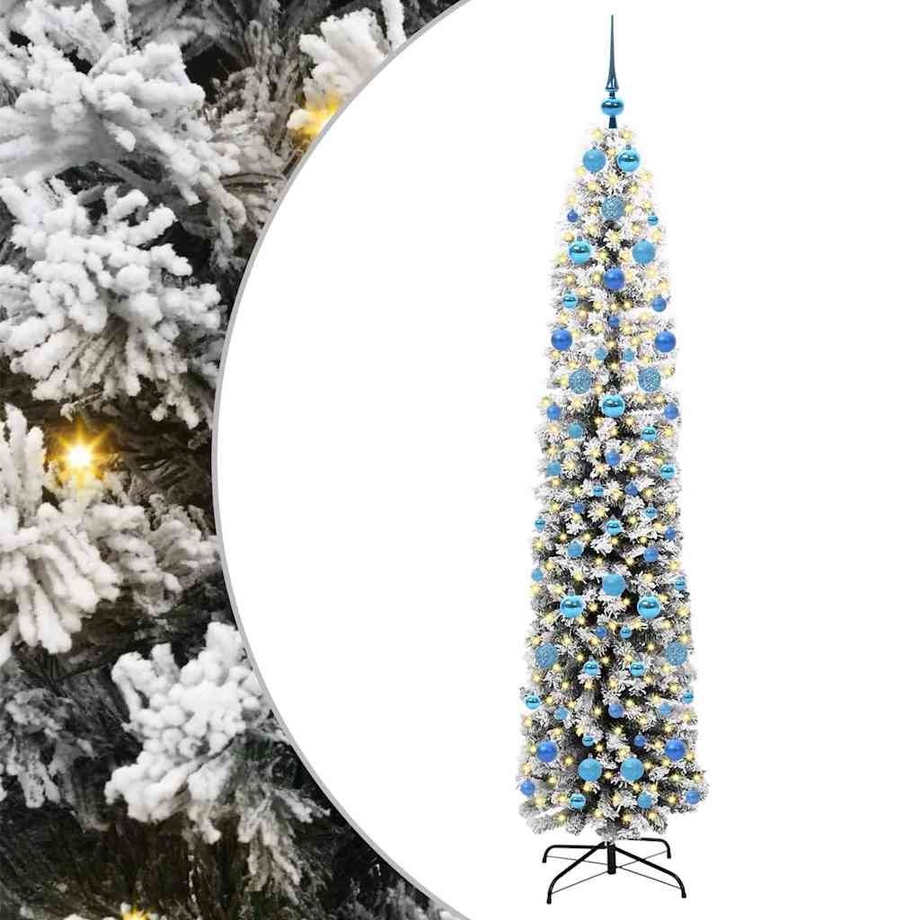 Kunstig juletre med 300 LED grønn 210 cm PVC og stål og plast