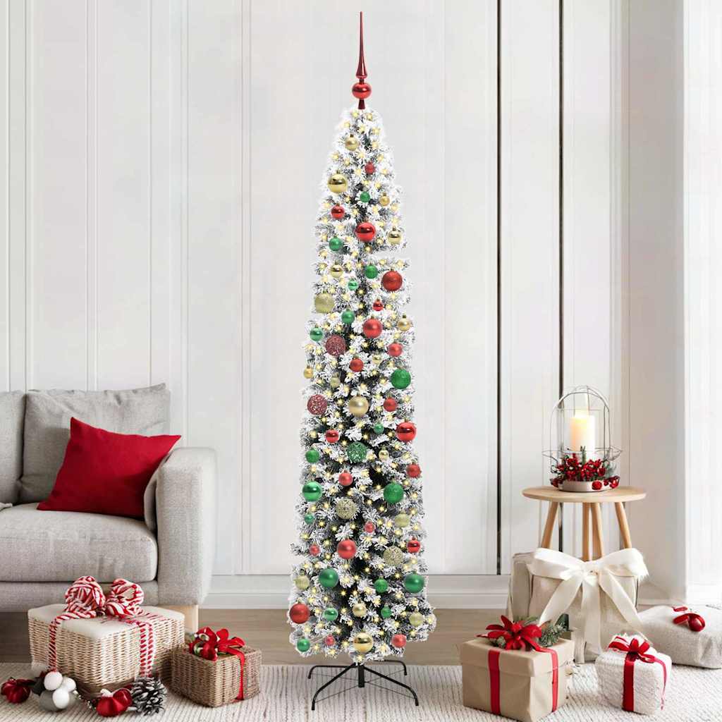 Kunstig juletre med 300 LED grønn 210 cm PVC og stål og plast