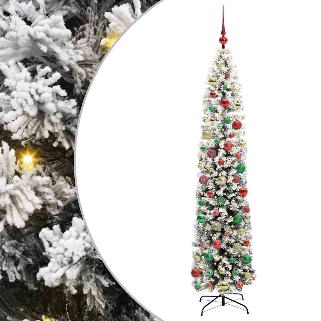 Kunstig juletre med 300 LED grønn 210 cm PVC og stål og plast
