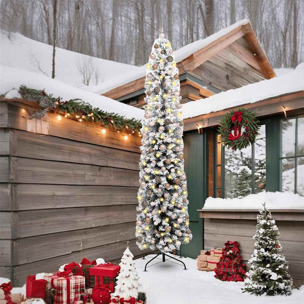 Kunstig juletre med 300 LED grønn 240 cm PVC og stål og plast