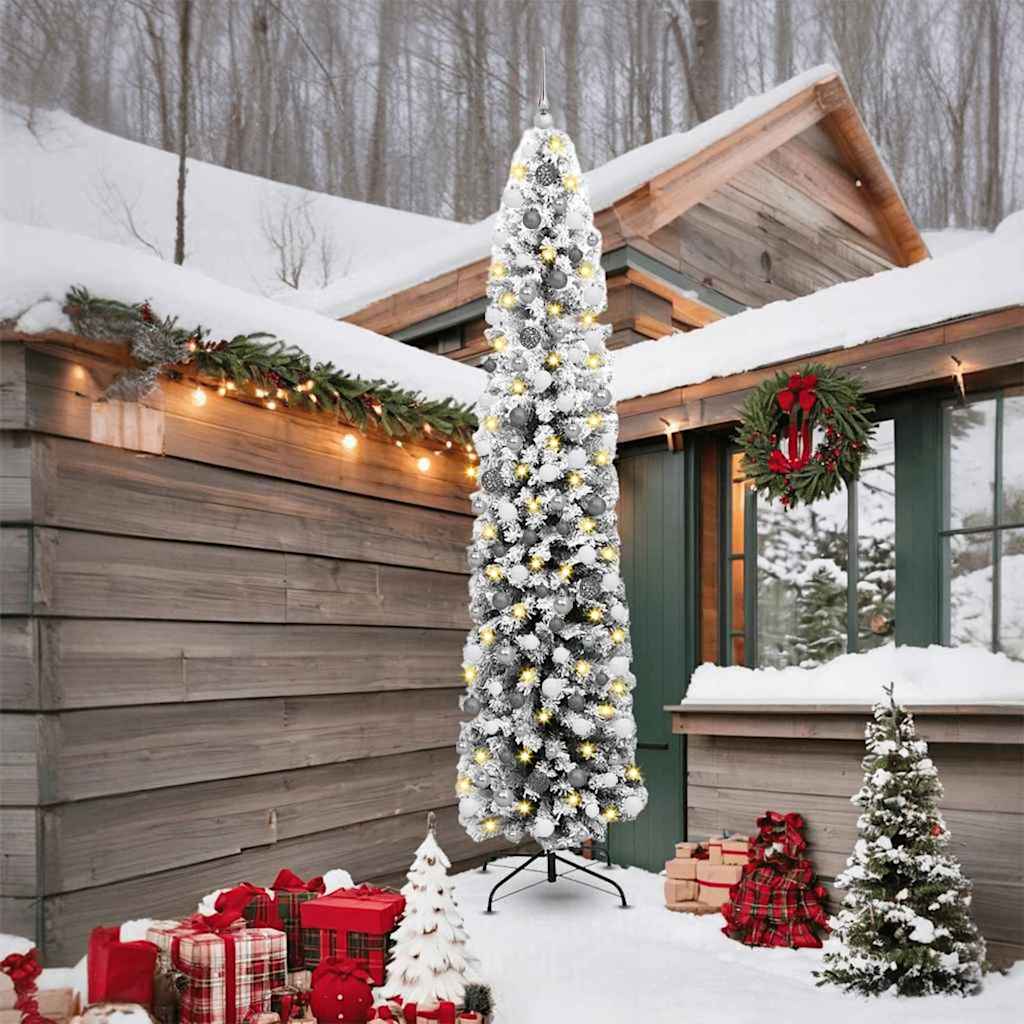 Kunstig juletre med 300 LED grønn 240 cm PVC og stål og plast