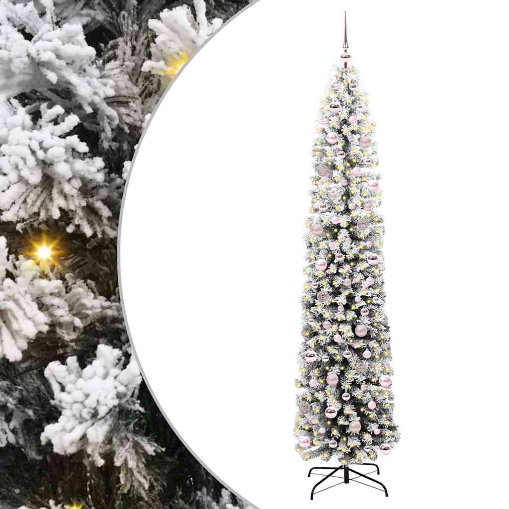 Kunstig juletre med 300 LED grønn 240 cm PVC og stål og plast