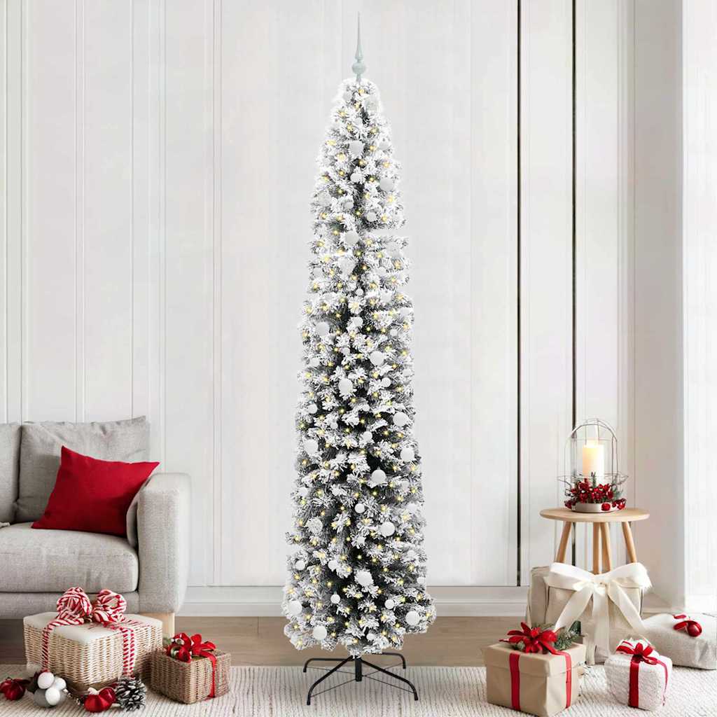 Kunstig juletre med 300 LED grønn 240 cm PVC og stål og plast