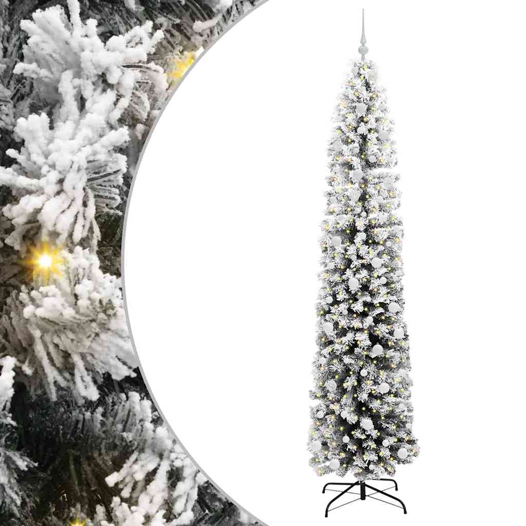 Kunstig juletre med 300 LED grønn 240 cm PVC og stål og plast