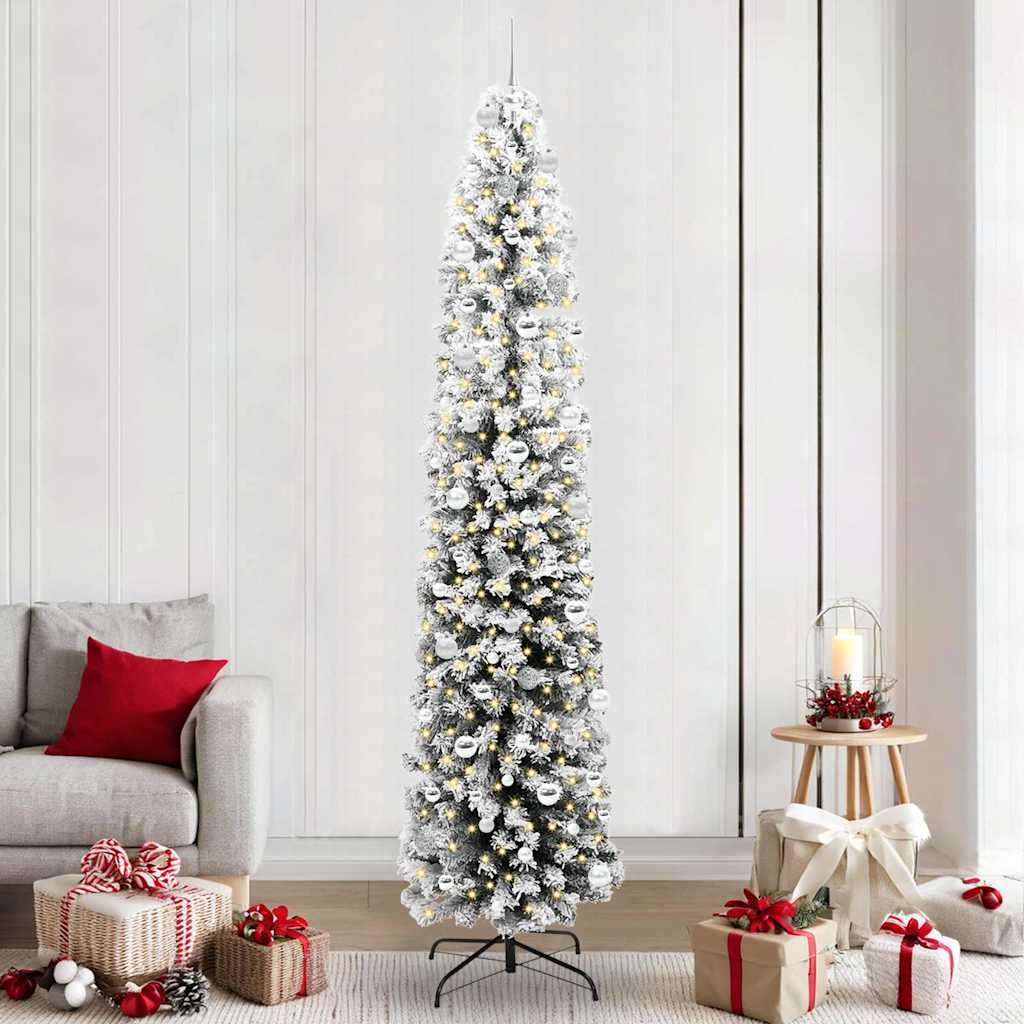 Kunstig juletre med 300 LED grønn 240 cm PVC og stål og plast