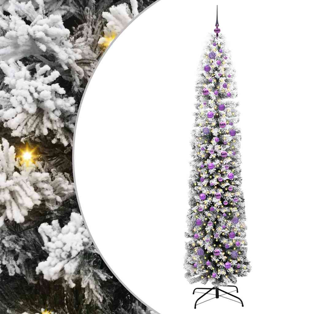 Kunstig juletre med 300 LED grønn 240 cm PVC og stål og plast
