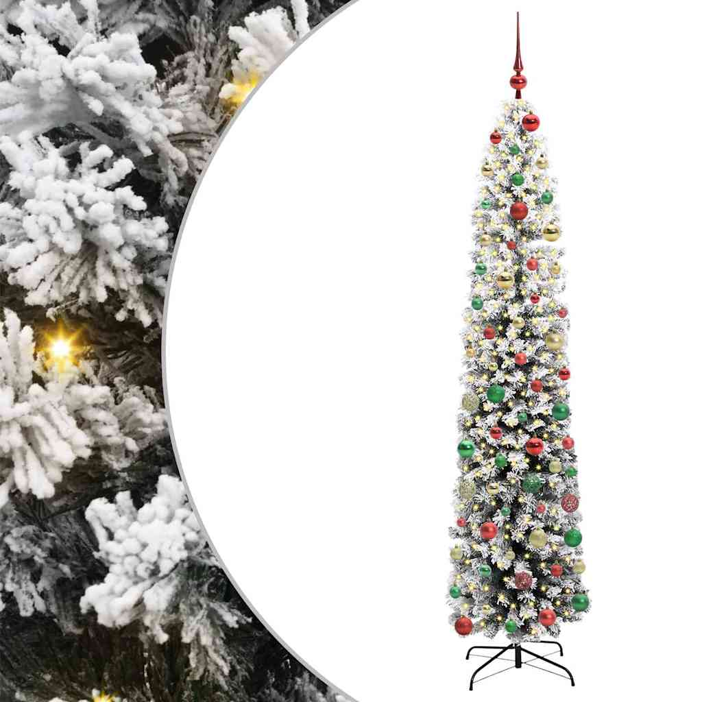 Kunstig juletre med 300 LED grønn 240 cm PVC og stål og plast