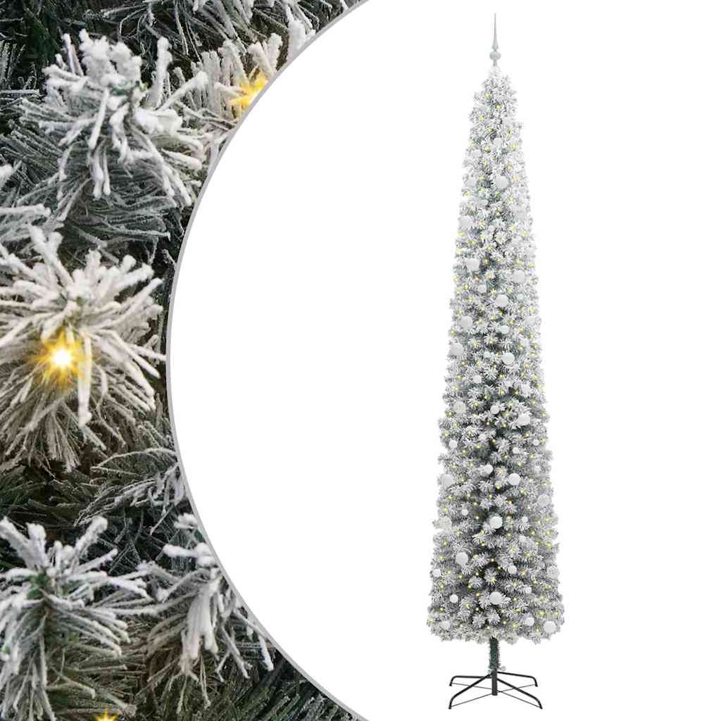 Kunstig juletre med 300 LED grønn 270 cm PVC og stål og plast