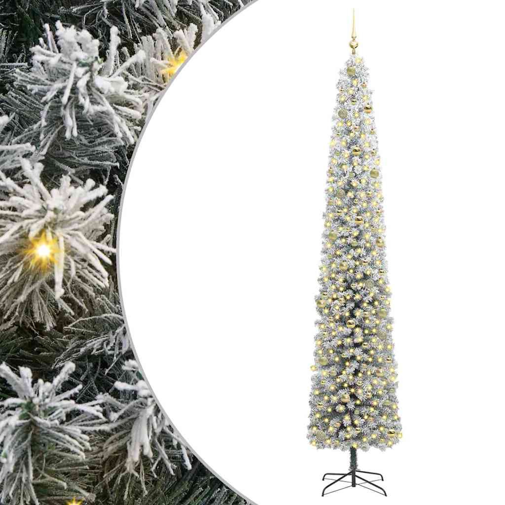 Kunstig juletre med 300 LED grønn 270 cm PVC og stål og plast