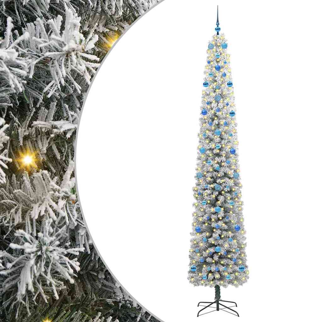 Kunstig juletre med 300 LED grønn 270 cm PVC og stål og plast