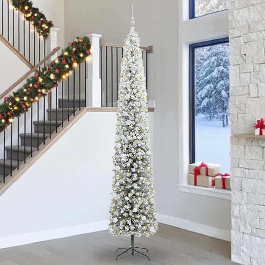 Kunstig juletre med 300 LED grønn 300 cm PVC og stål og plast