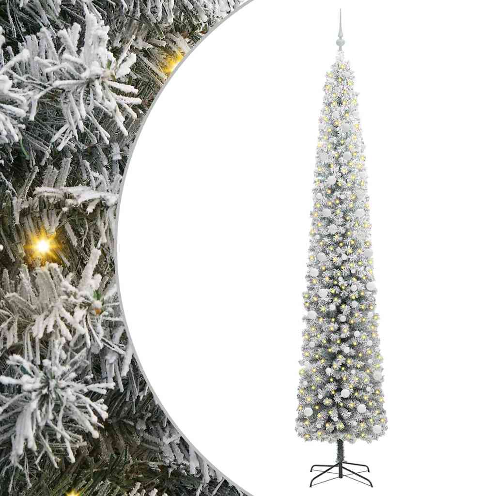 Kunstig juletre med 300 LED grønn 300 cm PVC og stål og plast