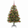 Kunstig hengslet juletre med kjegler grønn 120 cm