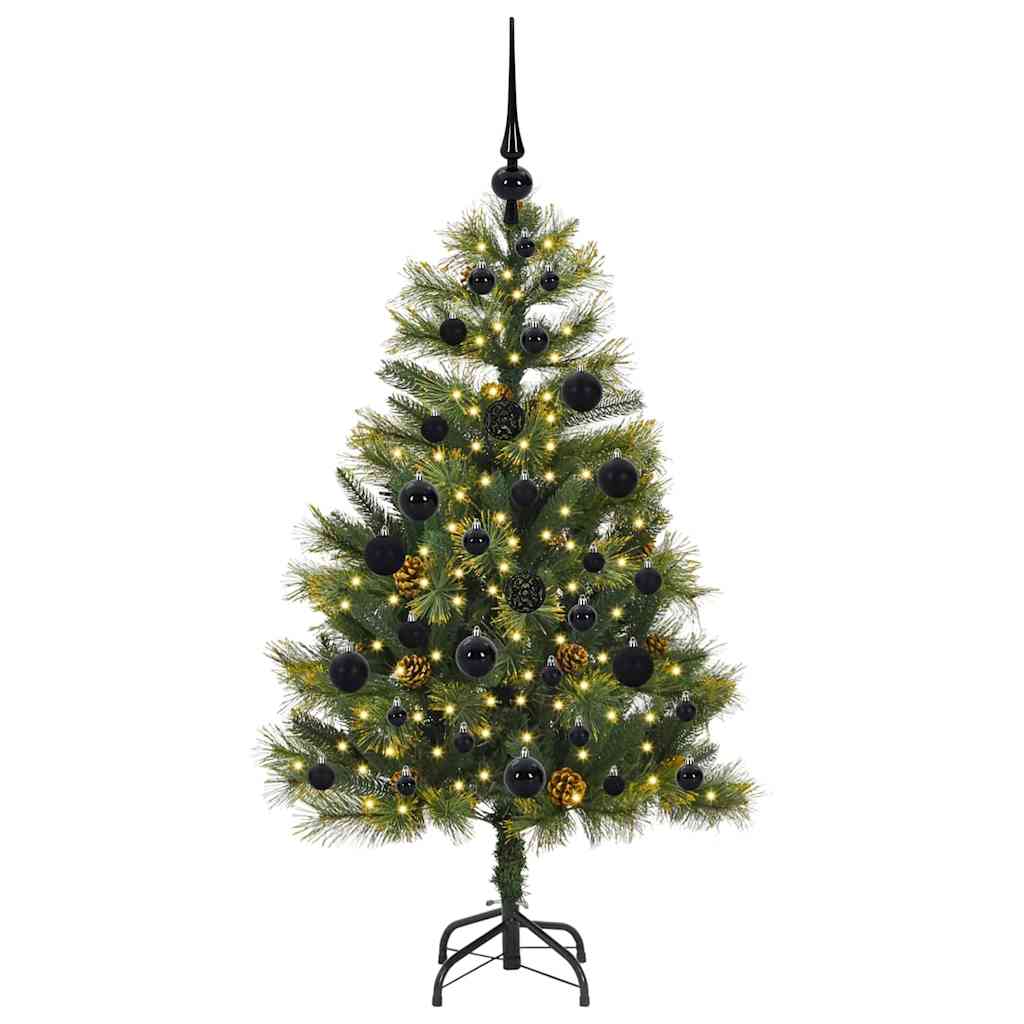 Kunstig hengslet juletre med kjegler grønn 120 cm