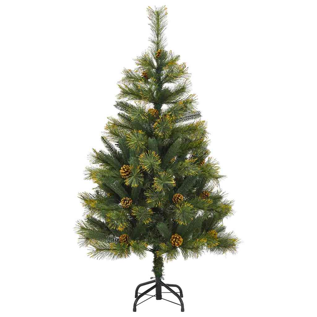 Kunstig hengslet juletre med kjegler grønn 120 cm