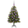 Kunstig hengslet juletre med kjegler grønn 120 cm