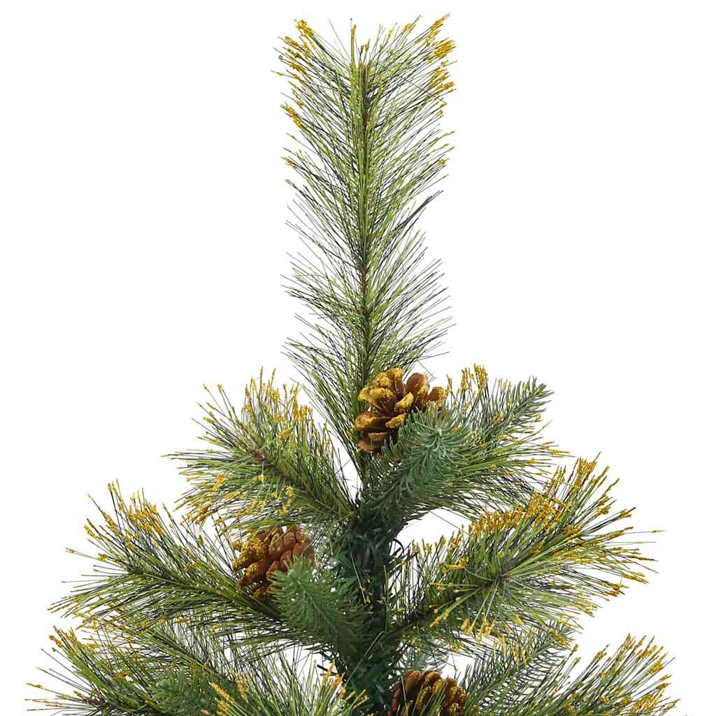 Kunstig hengslet juletre med kjegler grønn 150 cm