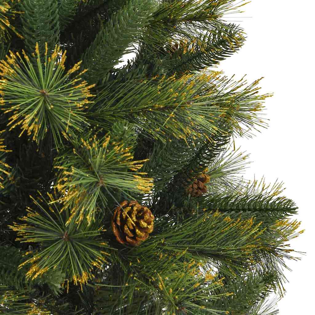 Kunstig hengslet juletre med kjegler grønn 150 cm