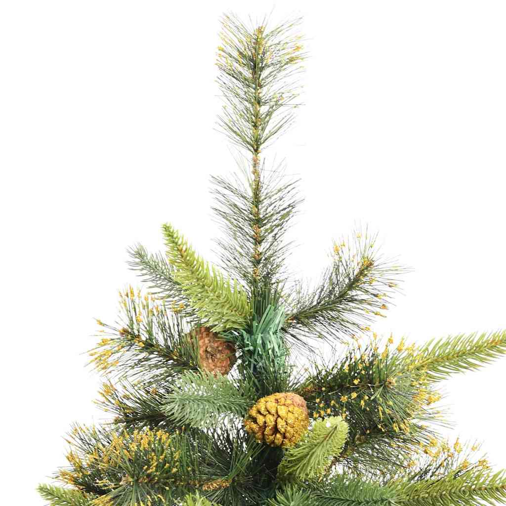 Kunstig hengslet juletre med kjegler grønn 180 cm