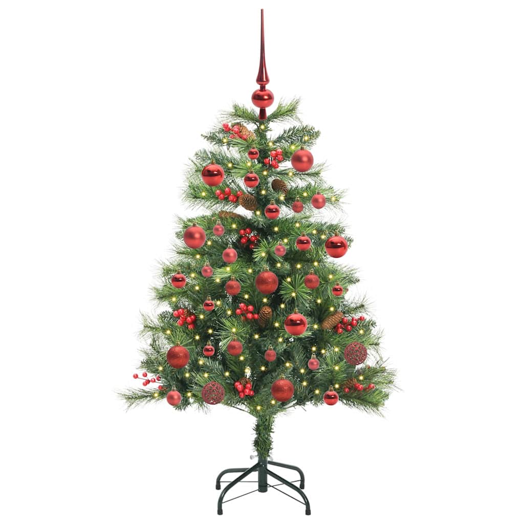 Kunstig juletre med LED -stripelys grønn 150 cm PVC og metall