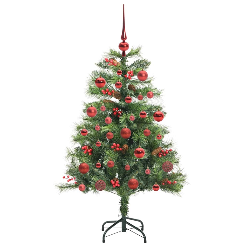Kunstig juletre med LED -stripelys grønn 150 cm PVC og metall