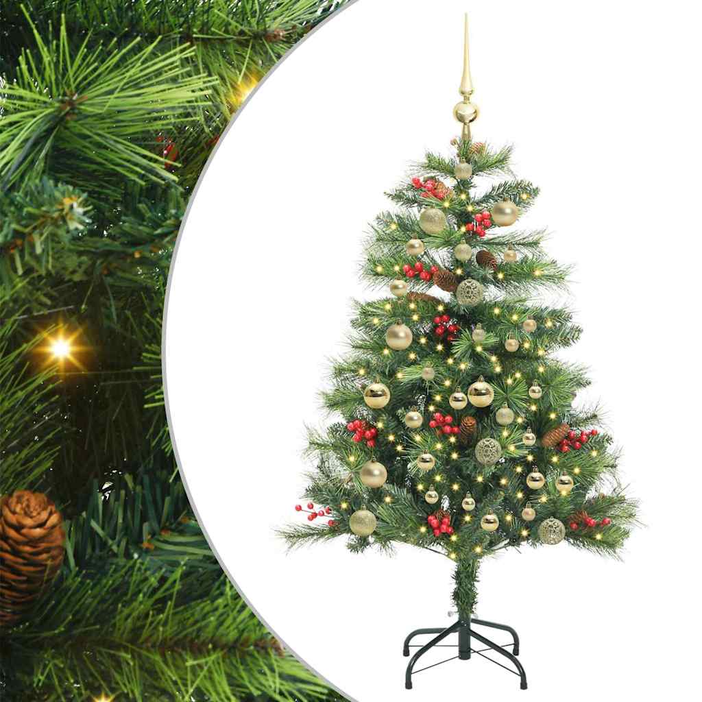 Kunstig juletre med LED -stripelys grønn 150 cm PVC og metall