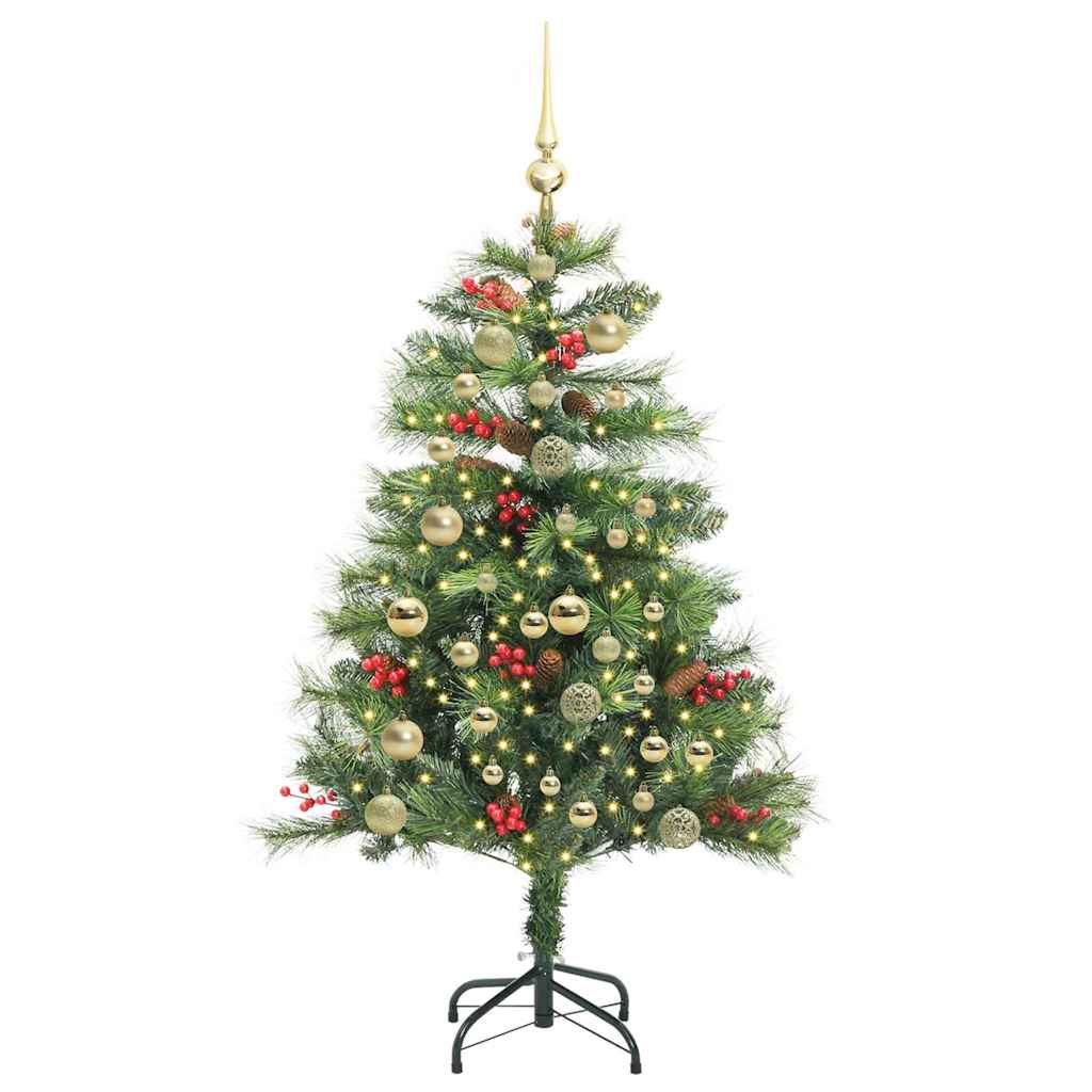Kunstig juletre med LED -stripelys grønn 150 cm PVC og metall
