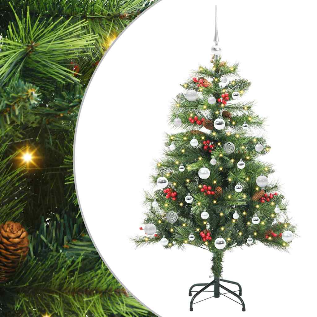 Kunstig juletre med LED -stripelys grønn 150 cm PVC og metall
