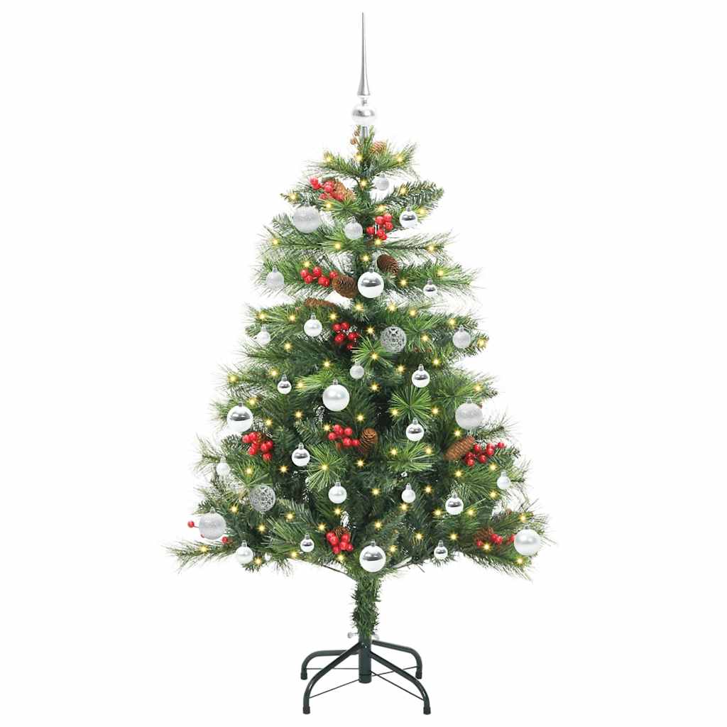 Kunstig juletre med LED -stripelys grønn 150 cm PVC og metall