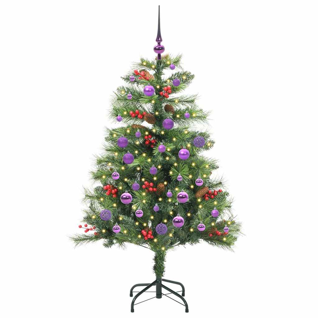 Kunstig juletre med LED -stripelys grønn 150 cm PVC og metall