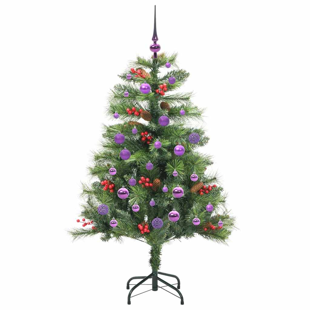 Kunstig juletre med LED -stripelys grønn 150 cm PVC og metall