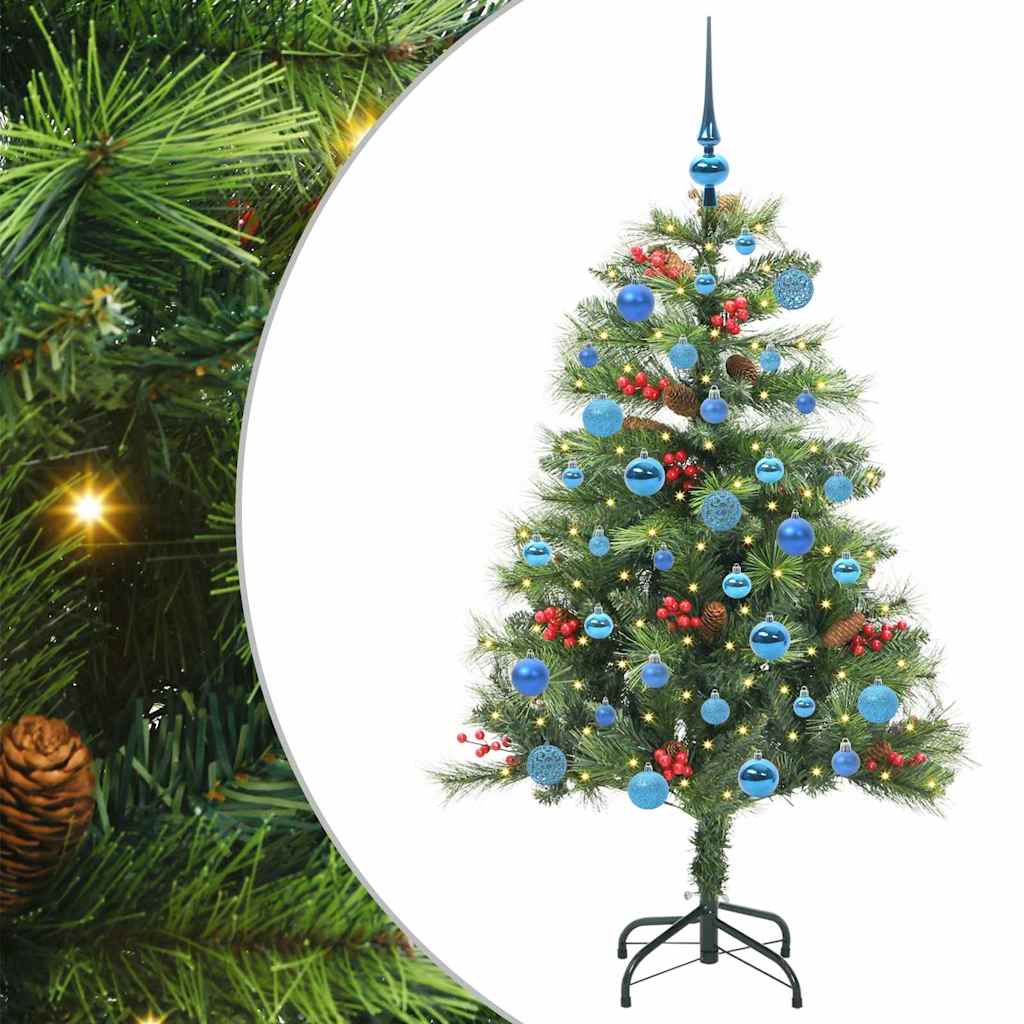 Kunstig juletre med LED -stripelys grønn 150 cm PVC og metall