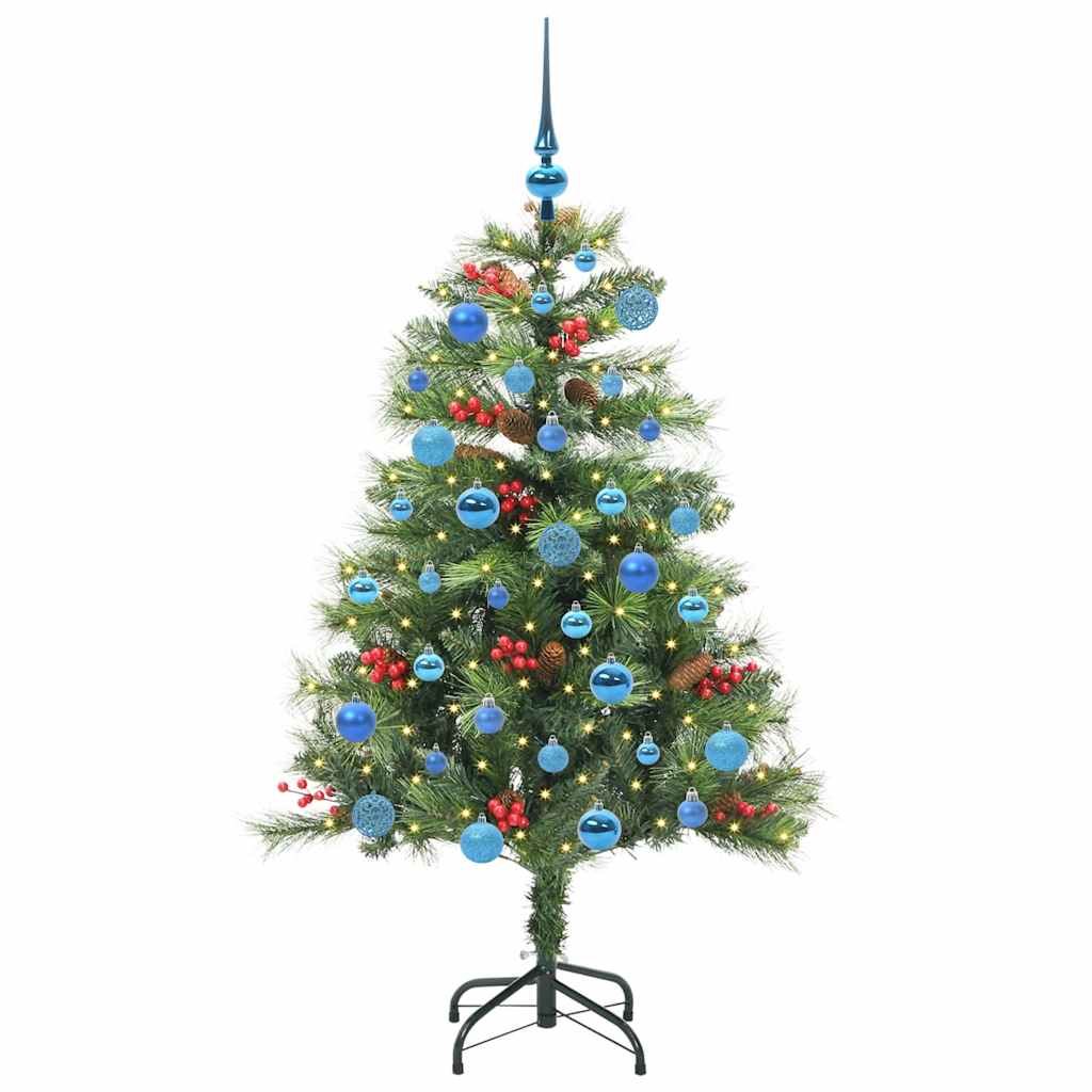 Kunstig juletre med LED -stripelys grønn 150 cm PVC og metall
