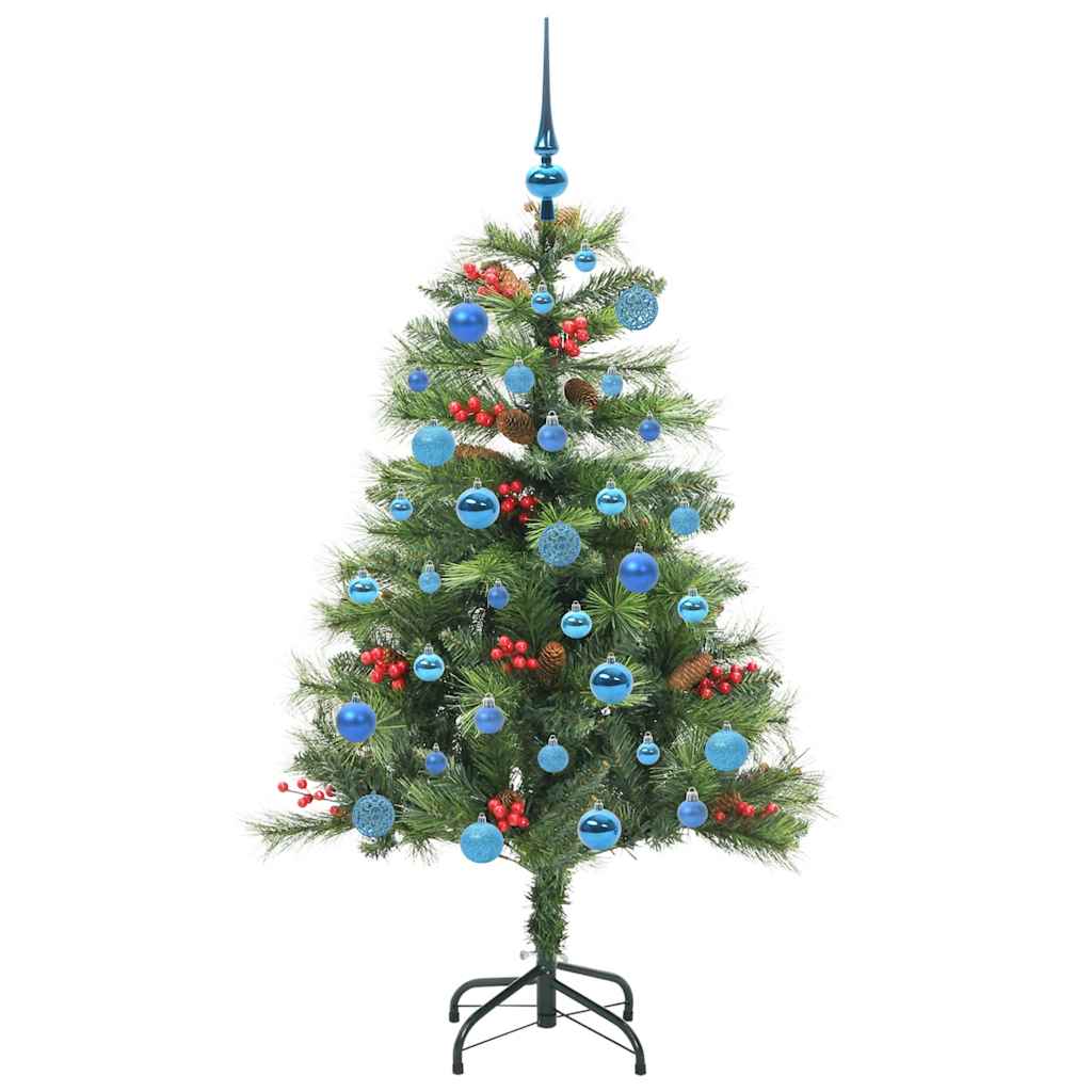 Kunstig juletre med LED -stripelys grønn 150 cm PVC og metall