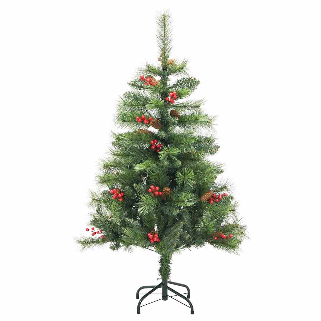 Kunstig juletre med LED -stripelys grønn 150 cm PVC og metall