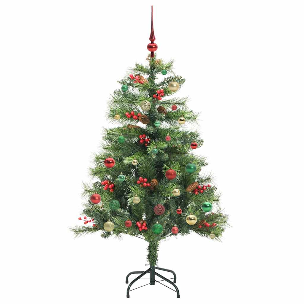 Kunstig juletre med LED -stripelys grønn 150 cm PVC og metall