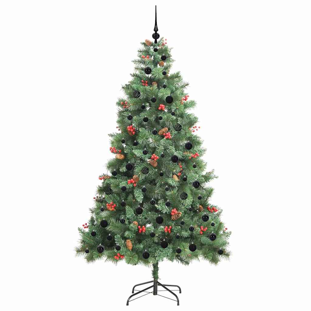 Kunstig juletre med LED -stripelys grønn 210 cm PVC og metall