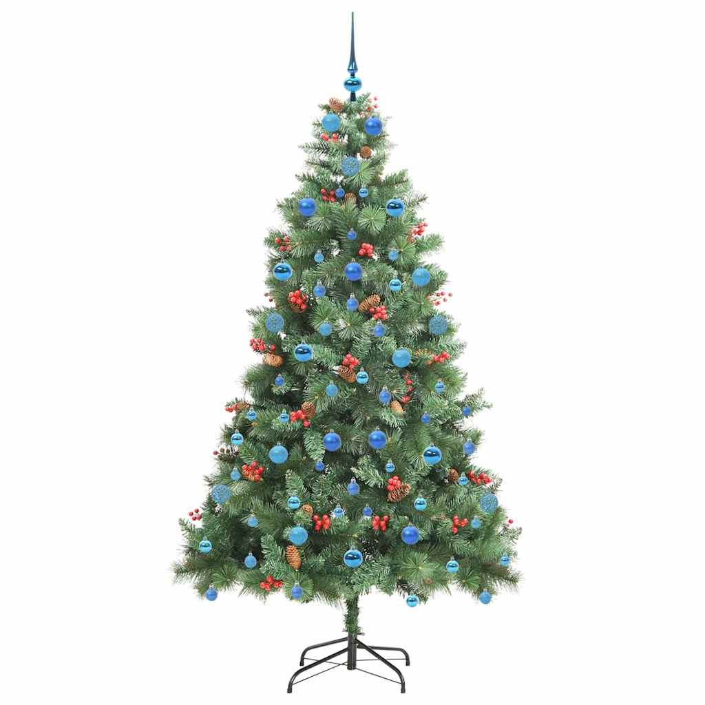 Kunstig juletre med LED -stripelys grønn 210 cm PVC og metall