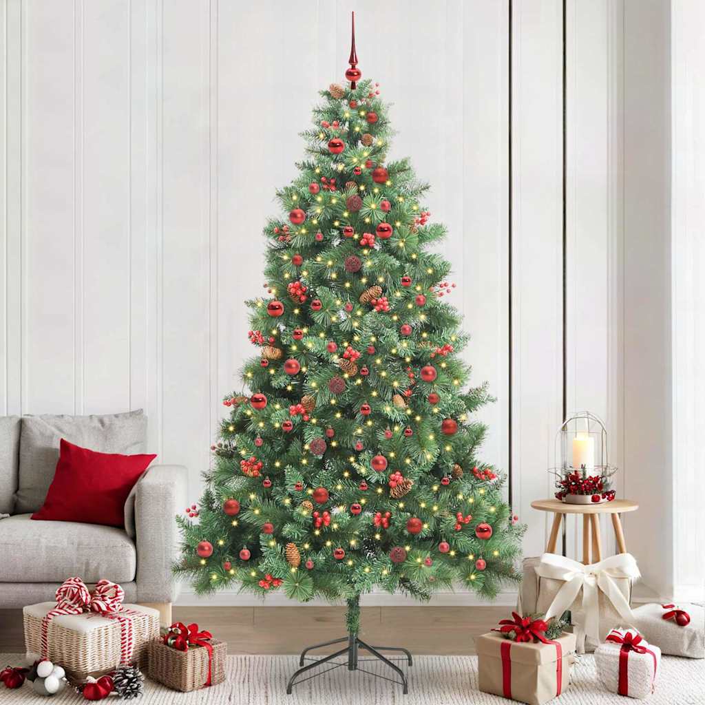 Kunstig juletre med LED -stripelys grønn 240 cm PVC og metall
