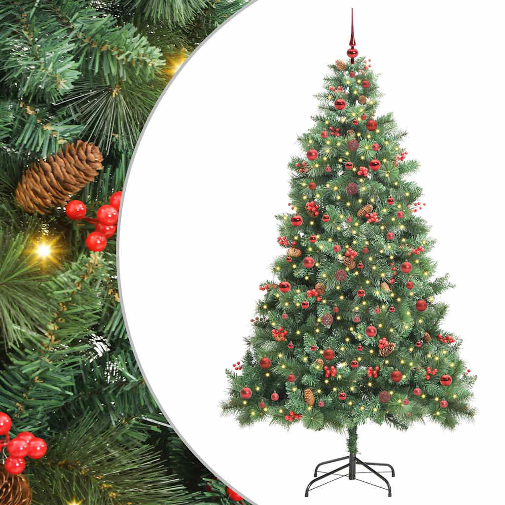 Kunstig juletre med LED -stripelys grønn 240 cm PVC og metall
