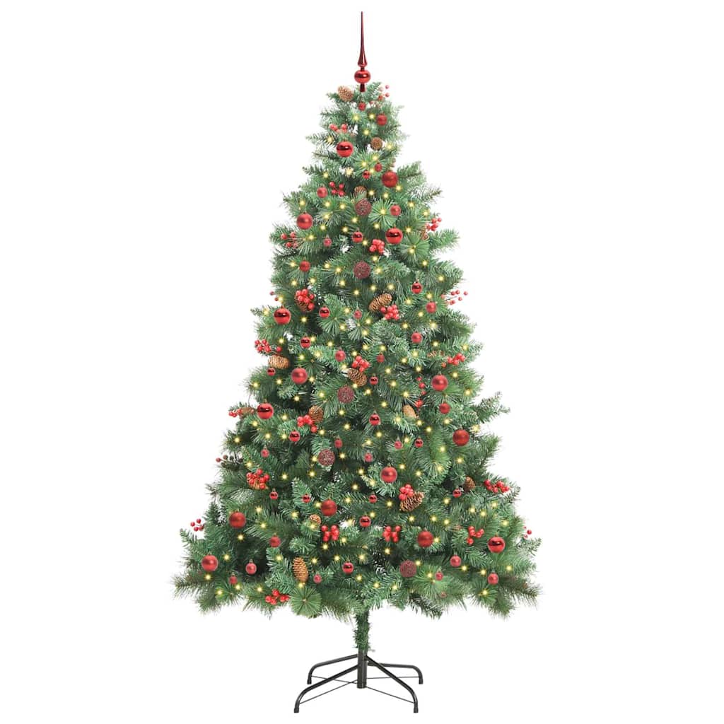 Kunstig juletre med LED -stripelys grønn 240 cm PVC og metall