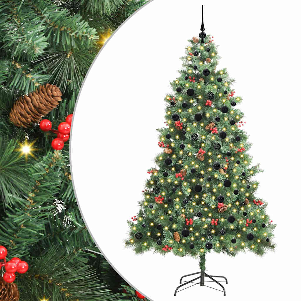 Kunstig juletre med LED -stripelys grønn 240 cm PVC og metall
