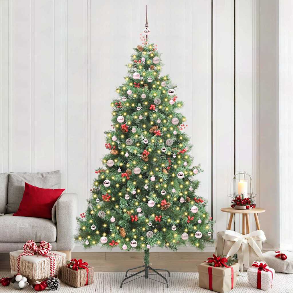 Kunstig juletre med LED -stripelys grønn 240 cm PVC og metall