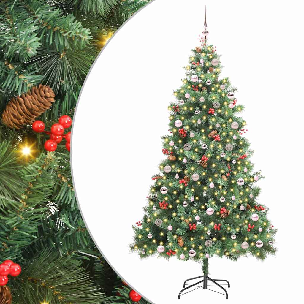 Kunstig juletre med LED -stripelys grønn 240 cm PVC og metall