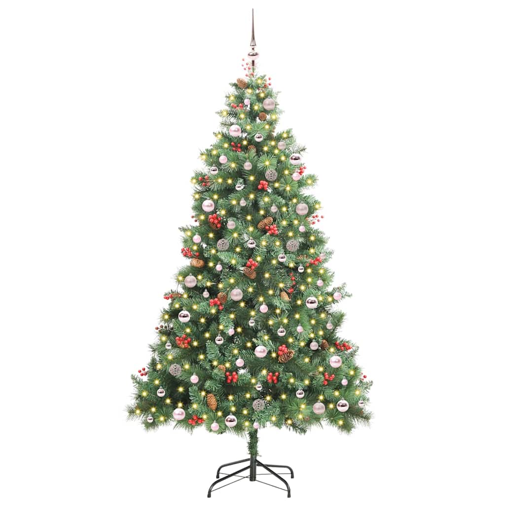 Kunstig juletre med LED -stripelys grønn 240 cm PVC og metall