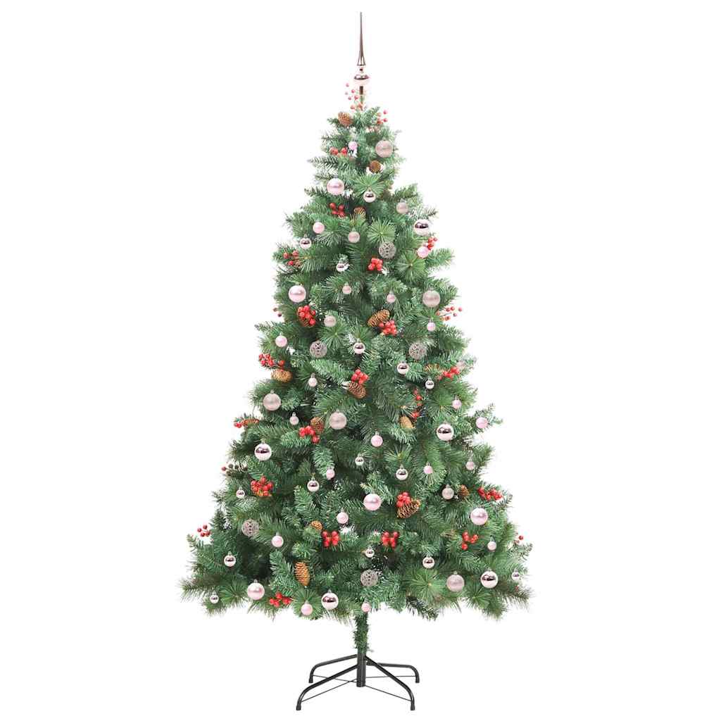 Kunstig juletre med LED -stripelys grønn 240 cm PVC og metall