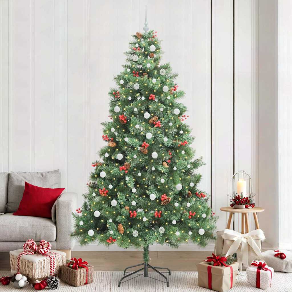 Kunstig juletre med LED -stripelys grønn 240 cm PVC og metall