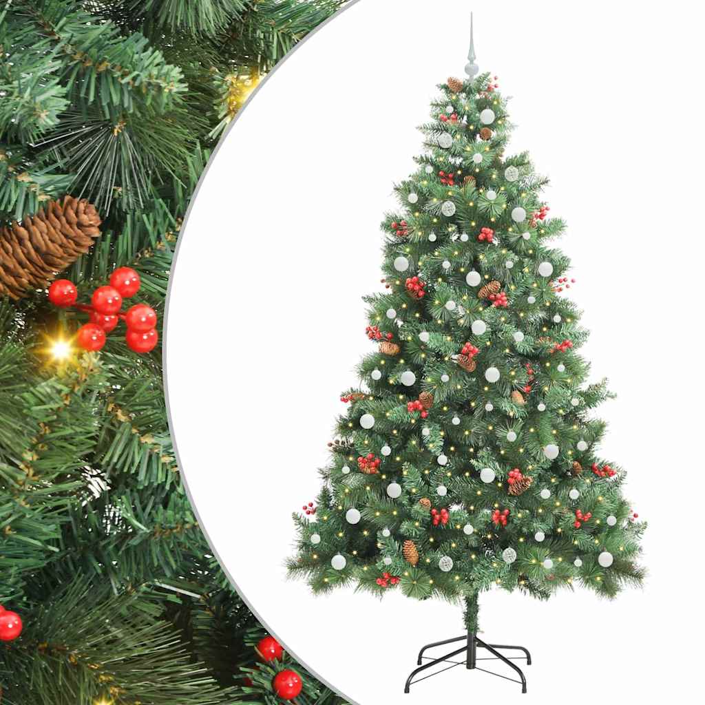 Kunstig juletre med LED -stripelys grønn 240 cm PVC og metall