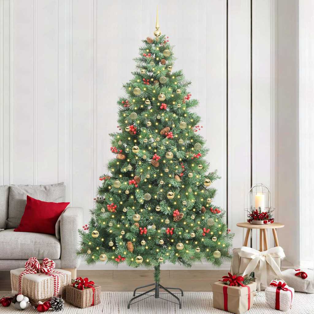Kunstig juletre med LED -stripelys grønn 240 cm PVC og metall